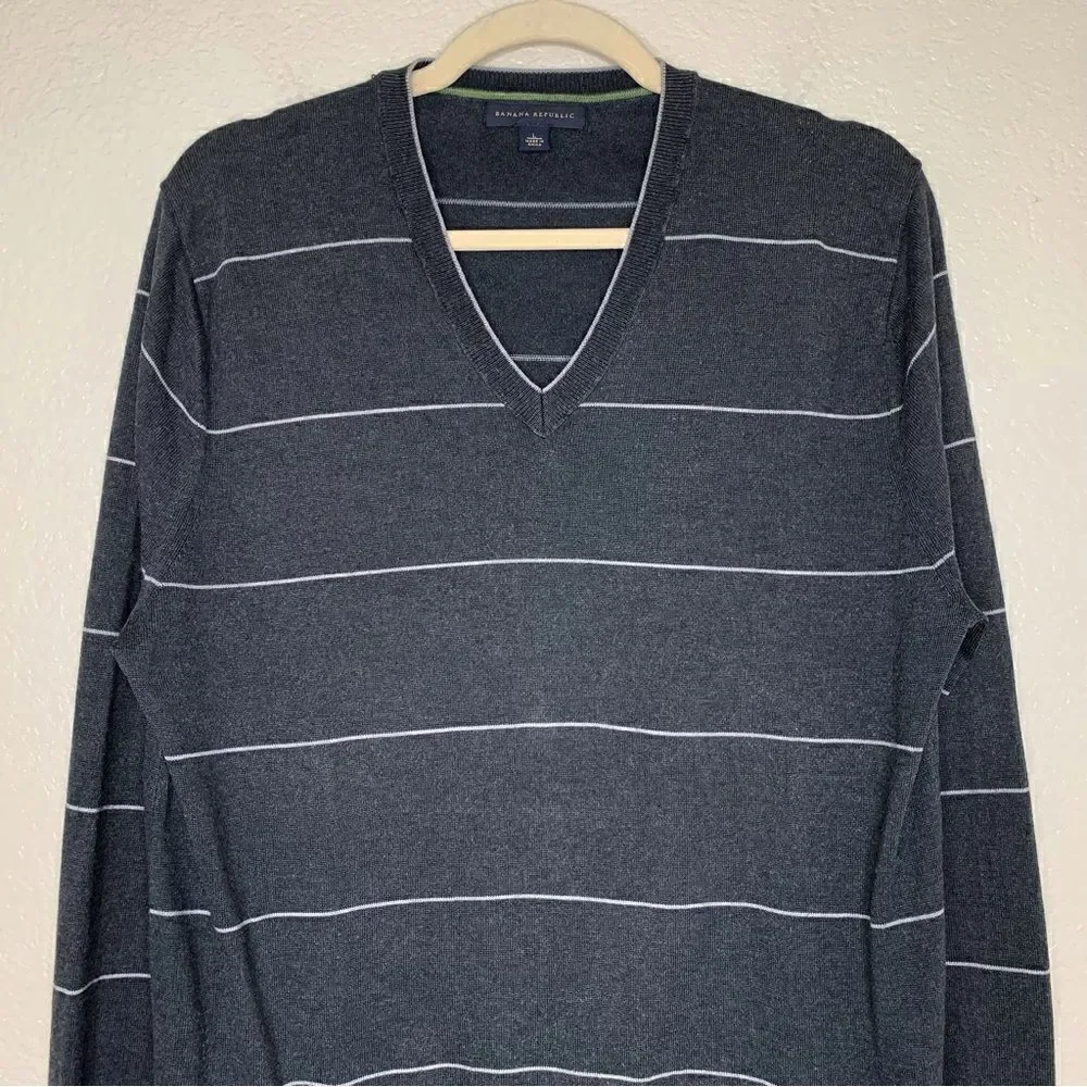 Banana Republic Silk Cashmere Blend Men’s V-neck Pullover Sweater, Sz Large